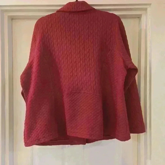 Isaac Mizrahi Live Quilted Knit Moto Jacket Raspberry Womens Size 1X - Picture 3 of 11